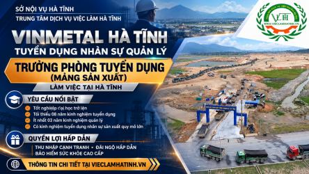 Nhà máy Thép VinMetal Hà Tĩnh tuyển dụng Trưởng phòng tuyển dụng (Mảng Sản xuất)