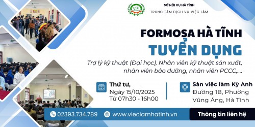 Formosa Hà Tĩnh tuyển dụng tại Sàn việc làm Kỳ Anh ngày 15/10/2025