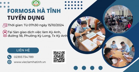 Formosa Hà Tĩnh tuyển dụng trực tiếp ngày 15/10/2024 tại Sàn giao dịch việc làm...