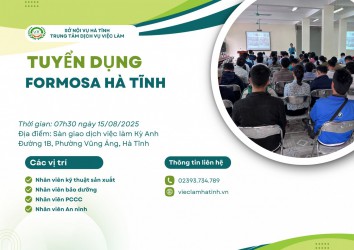 Formosa Hà Tĩnh tuyển dụng ngày 15/8/2025 tại Sàn GDVL Kỳ Anh