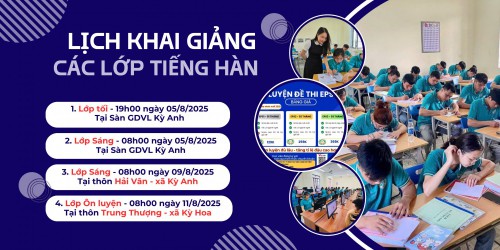 Lịch khai giảng các lớp học tiếng Hàn
