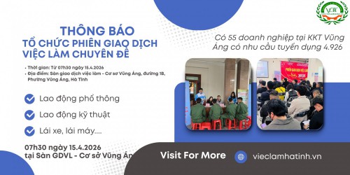 Thông báo tổ chức Phiên giao dịch việc làm chuyên đề kết nối Online ngày 15/4/2026
