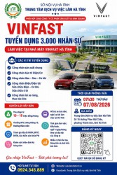 Vinfast Hà Tĩnh tuyển dụng 3000 nhân sự tại Trung tâm Dịch vụ việc làm Hà Tĩnh