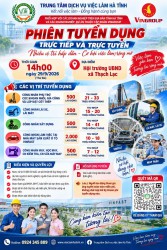 Đến Thạch Lạc ngày 29/9: Cơ hội việc làm đa dạng, thu nhập lên đến 41 triệu...