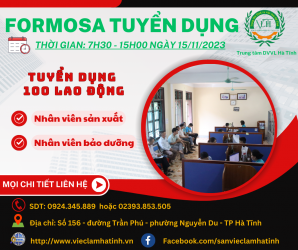 Formosa Hà Tĩnh thông báo tuyển dụng ngày 15/11/2023