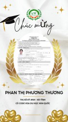 Chúc mừng em Phan Thị Phương Thương có Code Visa Du học Hàn Quốc