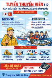 Tuyển Thuyền viên đánh bắt gần bờ E10 Hàn Quốc