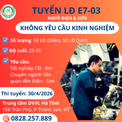 Tuyển lao động E7-03 không yêu cầu kinh nghiệm