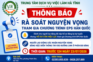 Thông báo rà soát nguyện vọng tham gia chương trình EPS Hàn Quốc