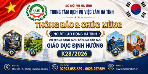 Danh sách lao động bổ sung đào tạo giáo dục định hướng K28/2026