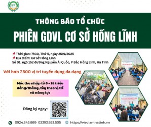 Thông báo tổ chức Phiên GDVL định kỳ tại cơ sở Hồng Lĩnh