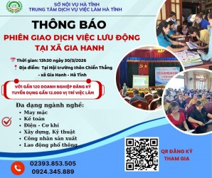 Thông báo tổ chức Phiên giao dịch việc làm lưu động tại xã Gia Hanh