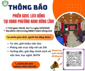 Thông báo Phiên GDVL lưu động tại phường Nam Hồng Lĩnh