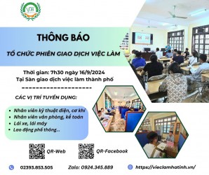 Thông báo tổ chức Phiên giao dịch việc làm ngày 16/9/2024