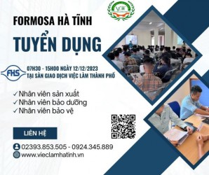 Formosa Hà Tĩnh thông báo tuyển dụng ngày 12/12/2023