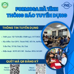 Formosa Hà Tĩnh thông báo tuyển dụng ngày 15/7/2024 tại Sàn GDVL Thành phố