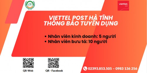 Viettel Post Hà Tĩnh thông báo tuyển dụng nhân sự