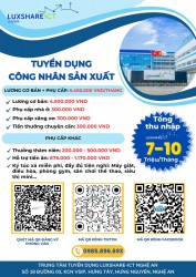 Công ty TNHH Luxshare-ICT(Nghệ An) tuyển dụng công nhân sản xuất