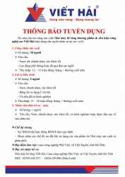 Viết Hải tuyển dụng - Cơ hội việc làm thu nhập tại Hà Tĩnh