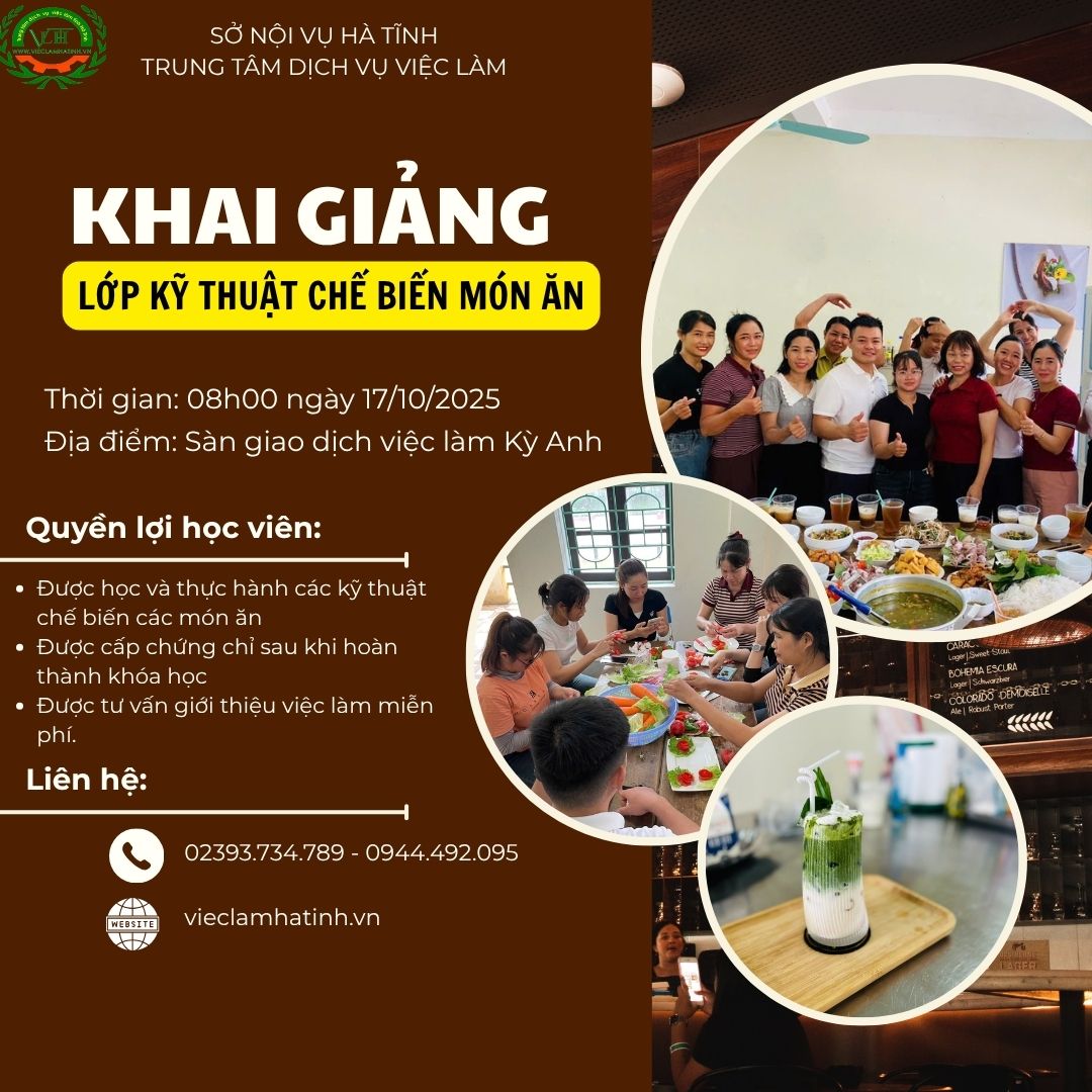 khai giảng lớp kỹ thuật chế biến món ăn