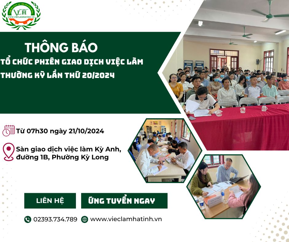 Phiên giao dịch việc làm thường kỳ ngày 21/10/2024 tại Sàn GDVL Kỳ Anh