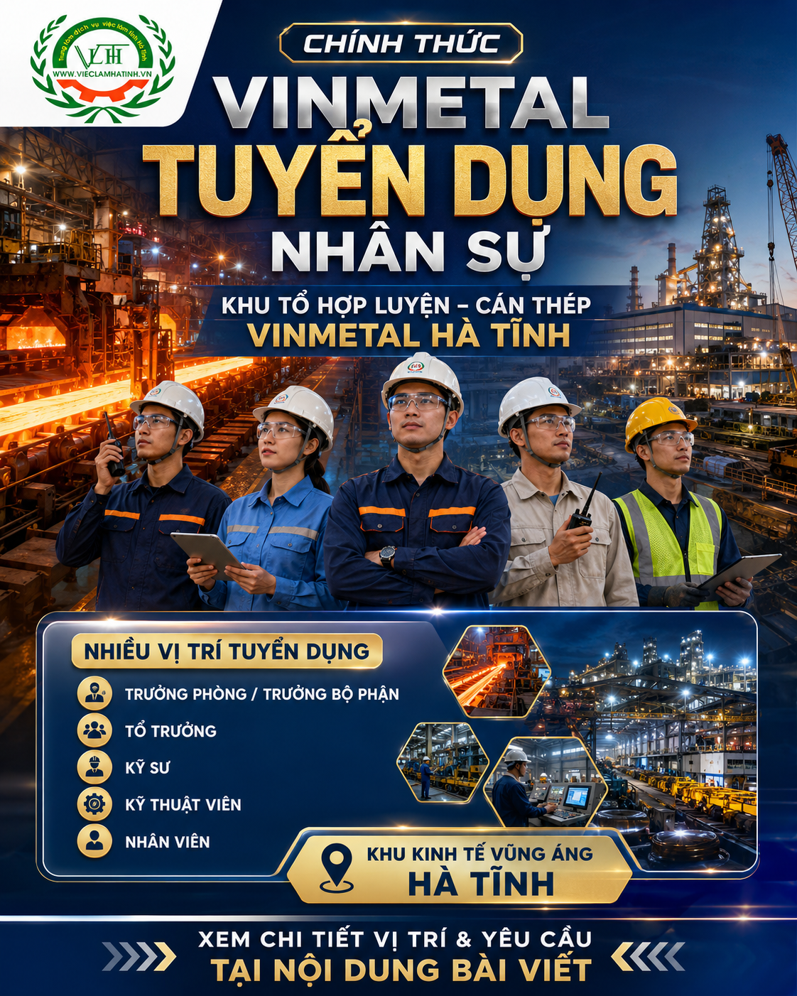 Nhà máy Thép Vinmetal Hà Tĩnh tuyển dụng
