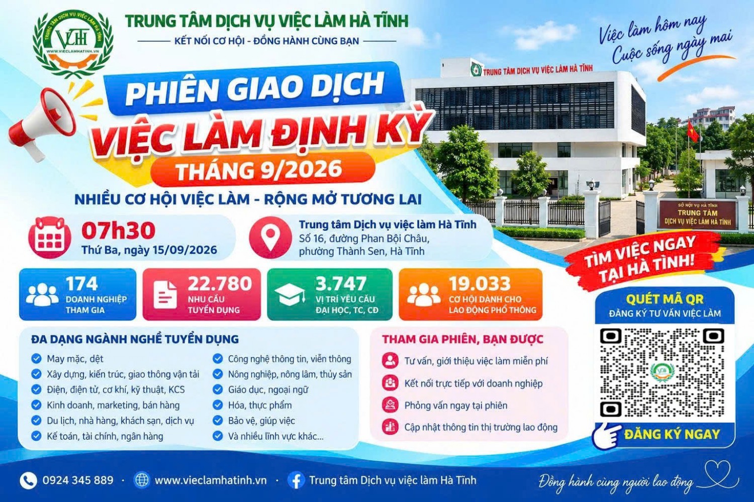 Phiên giao dịch việc làm định kỳ tháng 9/2026 – 22.780 cơ hội đang chờ bạn