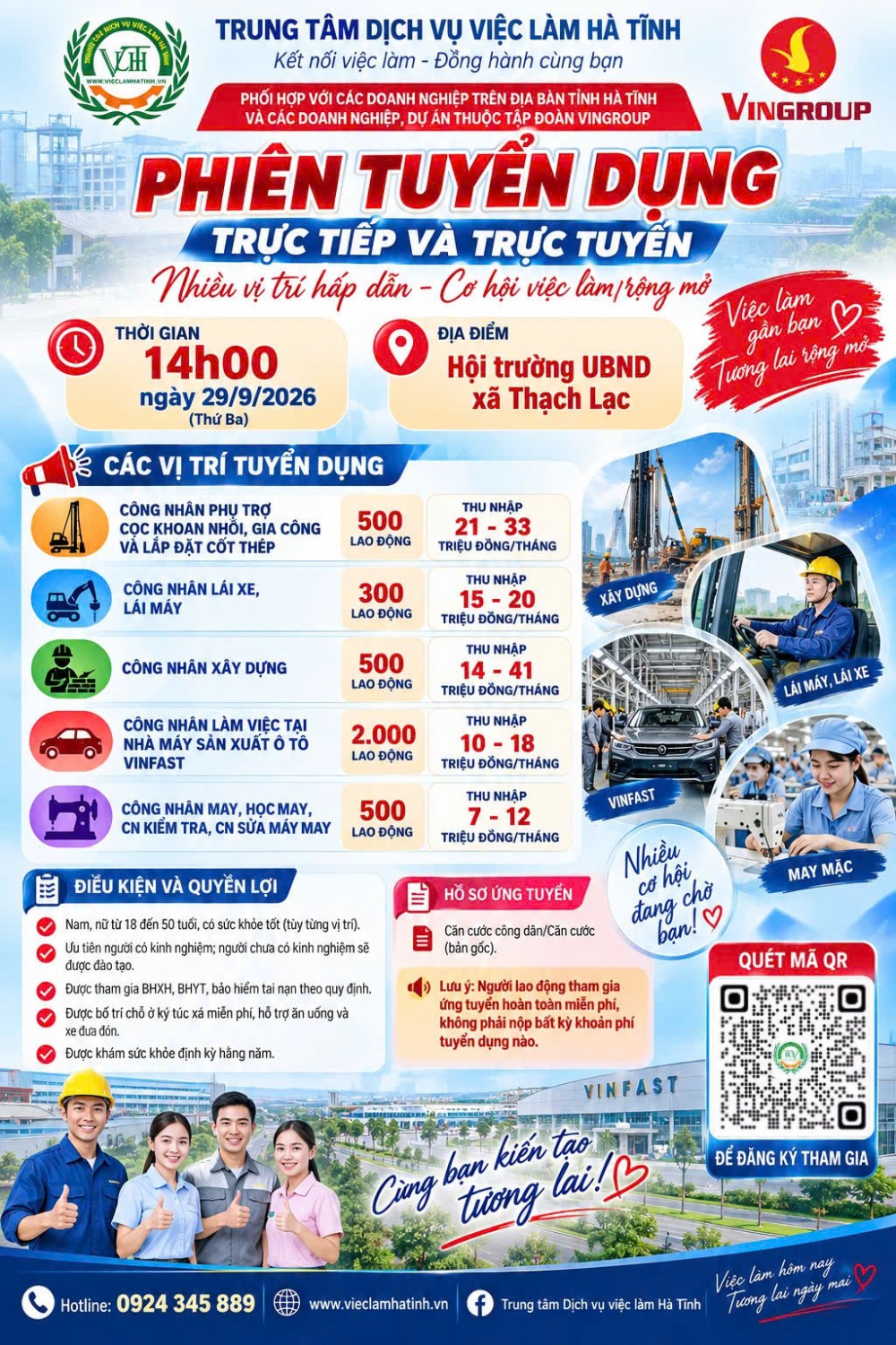 Formosa Hà Tĩnh tuyển 350 nhân sự, phỏng vấn trực tiếp ngày 22/9/2026 tại Sàn giao dịch việc làm - Cơ sở Vũng Áng