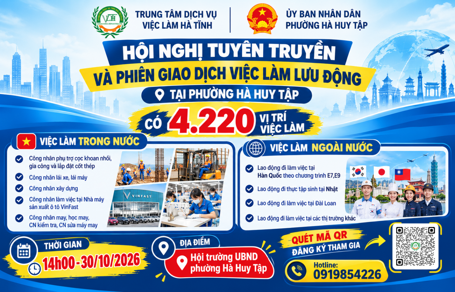 Người lao động trên địa bàn phường Huy Tập - bạn muốn tìm việc gần nhà hay mở lối đi nước ngoài?