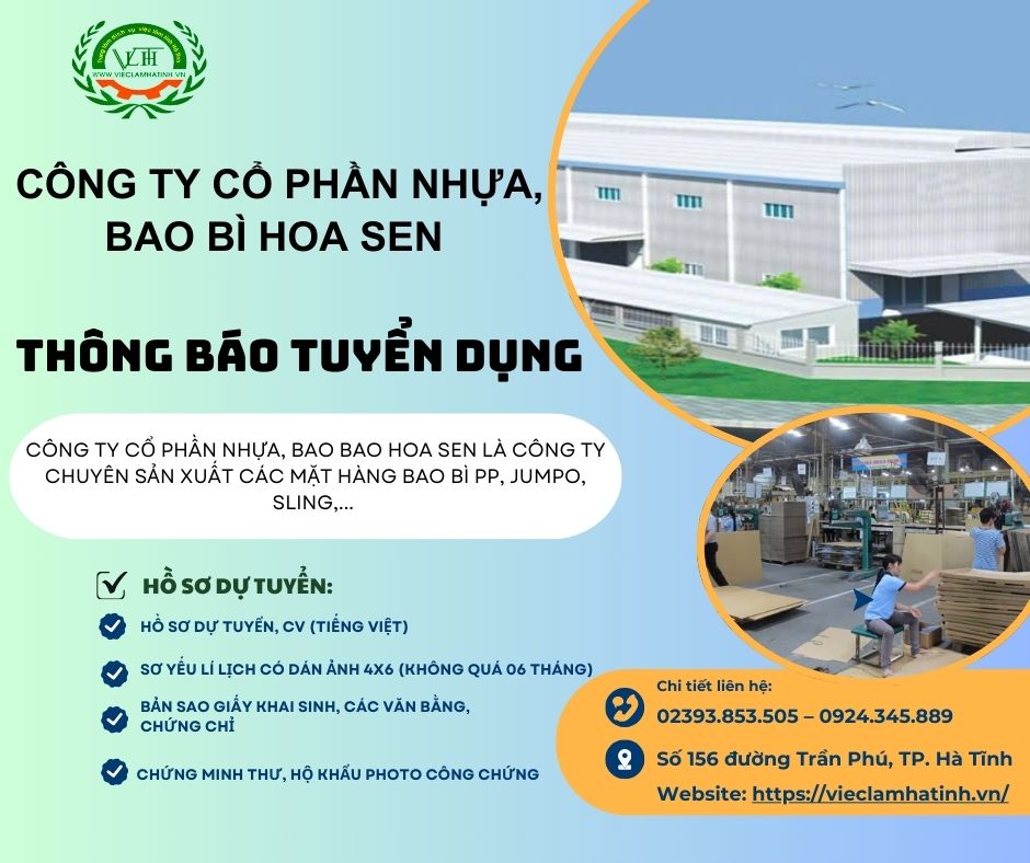 Công ty Cổ phần nhựa, bao bì Hoa Sen tuyển dụng