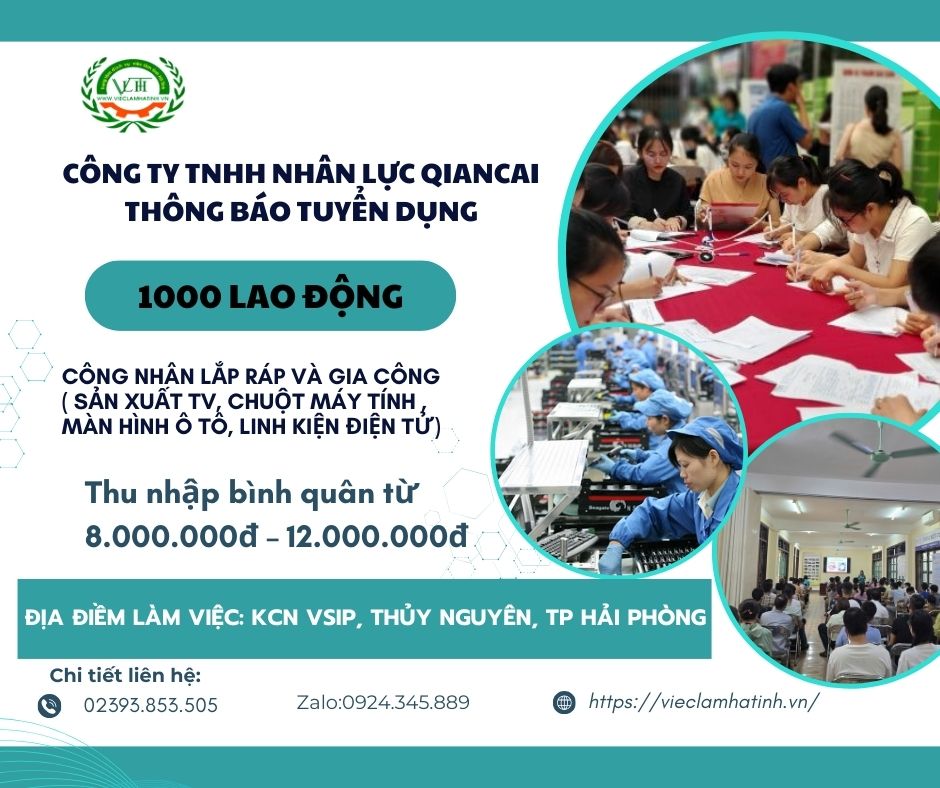 Công ty TNHH nhân lực Qiancai tại Hải Phòng thông báo tuyển dụng