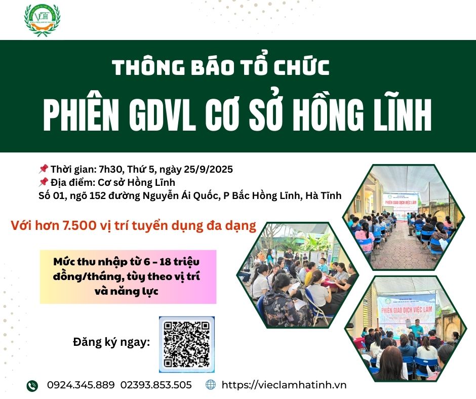 Thông báo tổ chức Phiên GDVL định kỳ tại cơ sở Hồng Lĩnh