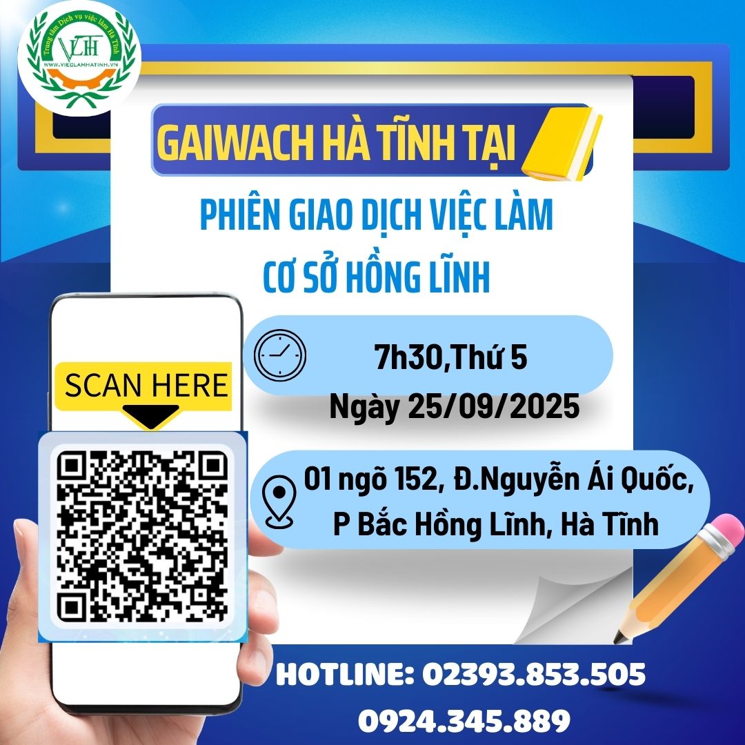 Gaiwach Hà Tĩnh tuyển dụng trực tiếp tại Phiên GDVL Hồng Lĩnh
