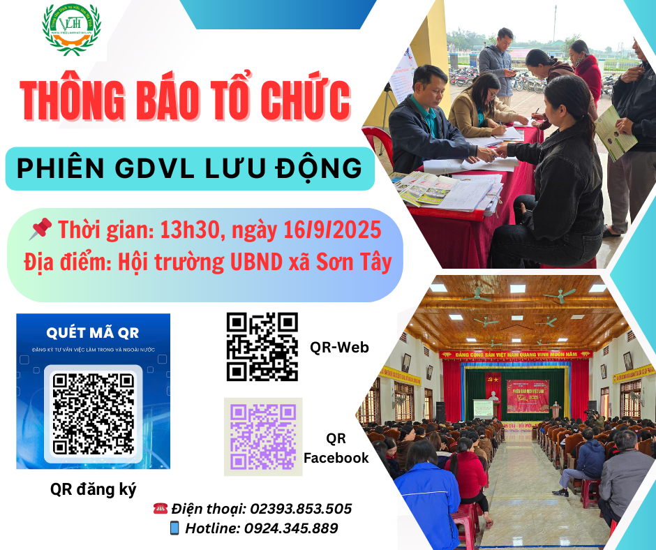 Thông báo tổ chức Phiên giao dịch việc làm tại UBND xã Sơn Tây