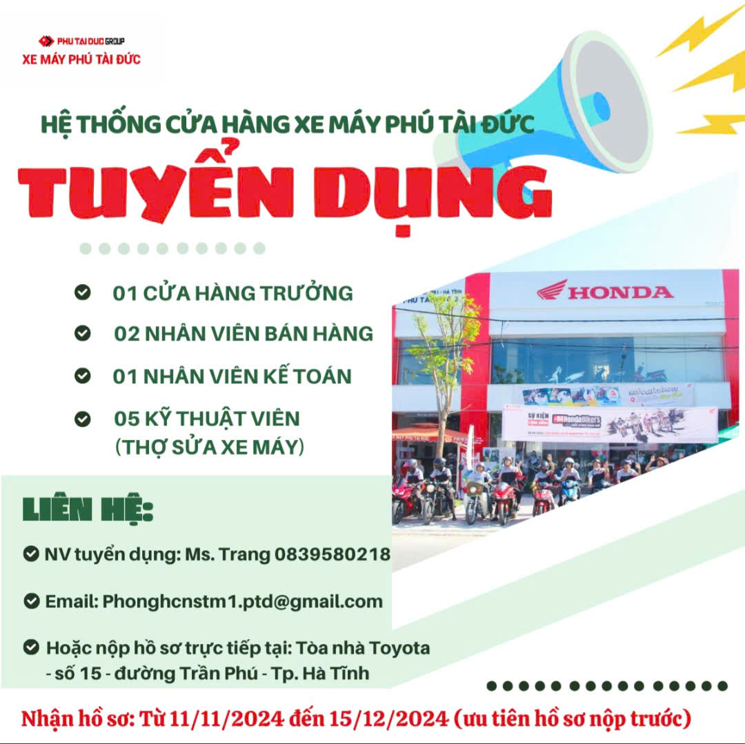 Công ty TNHH Hợp Thái Chính Việt Nam thông báo tuyển dụng nhân sự