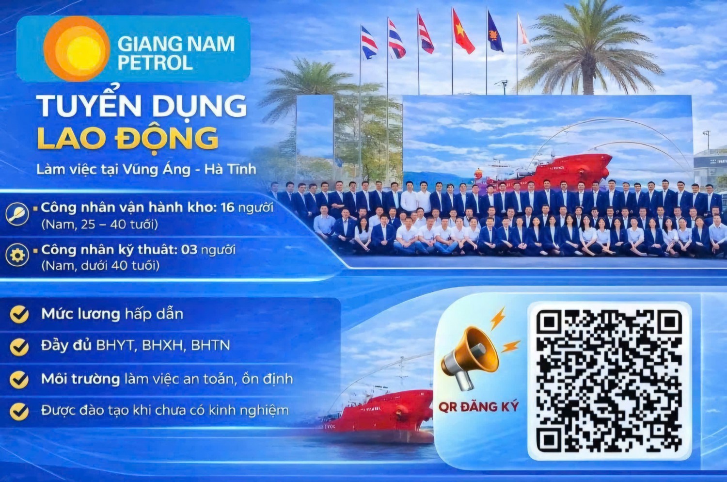Công ty TNHH Xăng dầu Giang Nam tuyển dụng