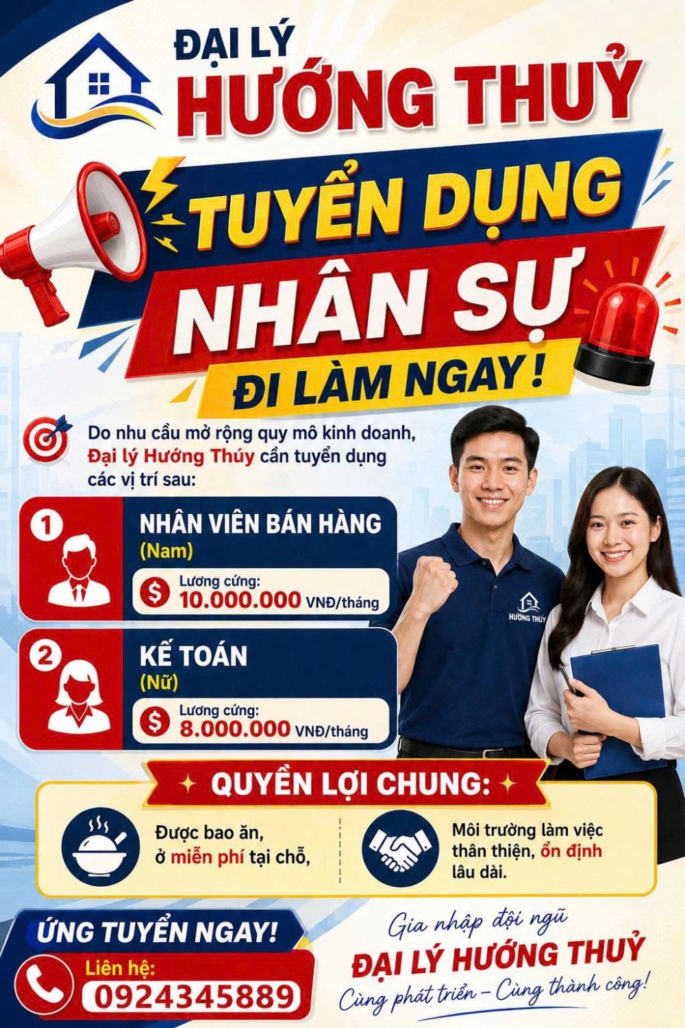 Đại lý Hướng Thuý tuyển dụng nhân sự đi làm ngay