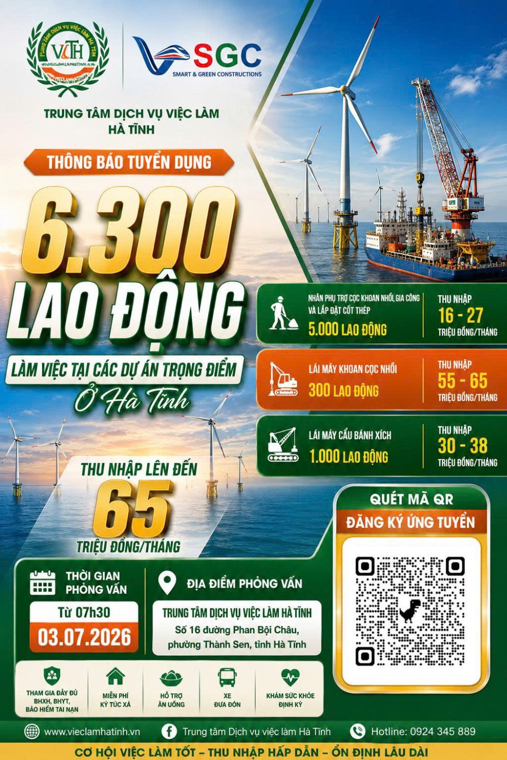 Công ty SGC (thuộc Tập đoàn Vingroup) tuyển dụng trực tiếp tại Trung tâm Dịch vụ việc làm Hà Tĩnh